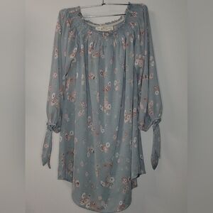 Her Entire Name Says Grace Anthropologie Blue Floral Tunic Sheath Dress Sm